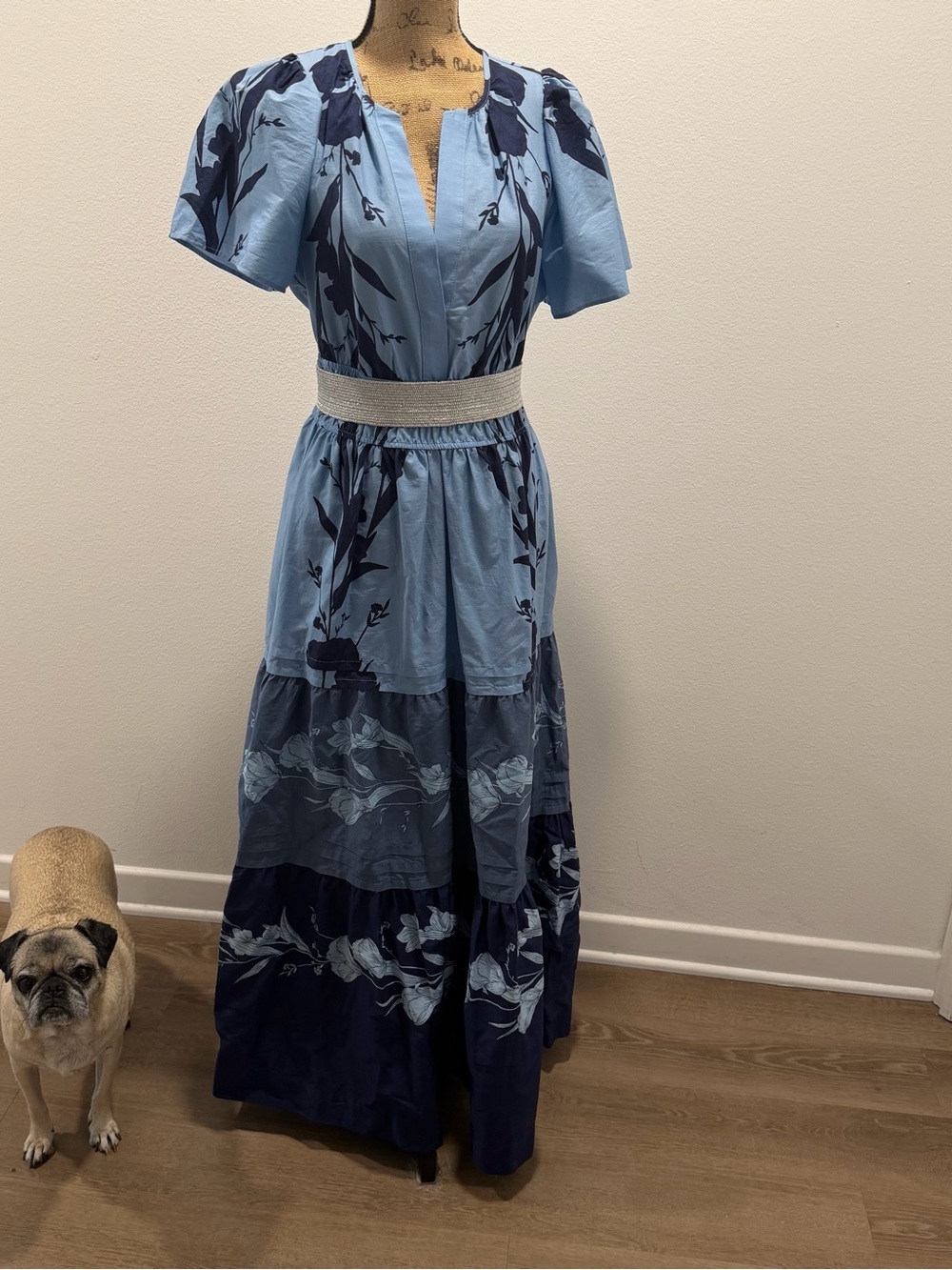 Anthropologie Somerset Blue Floral Maxi Dress M